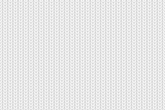 Knit texture. Seamless pattern of knitting wool. Repeating knitted sweater. Repeated background. Yarn crochet. Gray fabric. White merino cloth. Cozy woven textile. Woolen canvas. Vector illustration