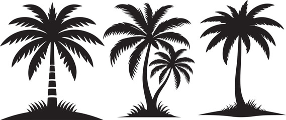 Palm tree silhouette icon vector, Palm tree vector illustration, coconut tree icon vector illustration, simple flat vector illustration