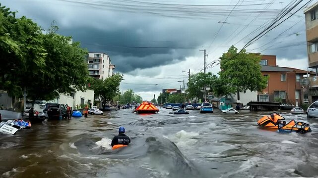 City Street Flooded After Hurricane Generative AI