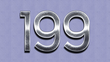 3D Chrome number design of 199 on purple wall.