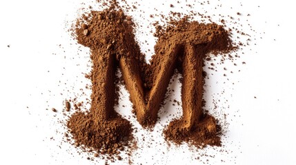 A single letter M created using cocoa powder