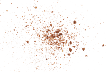 Pile cake crumbs, chocolate cookie flying isolated on white, clipping path
