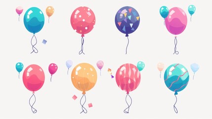 Naklejka premium A bunch of colorful balloons filled with confetti, perfect for parties or celebrations