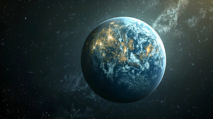 Naklejka premium A solar planet depicted in a scientific illustration with detailed surface features