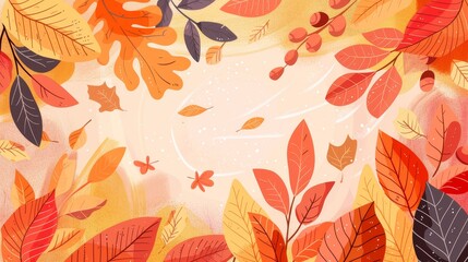 Flat autumn background. Autumn design
