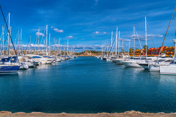 Fototapeta premium Portimao Portugal marina and harbour the Algarve with boats and yachts