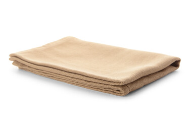 Fabric beige napkin on white background
