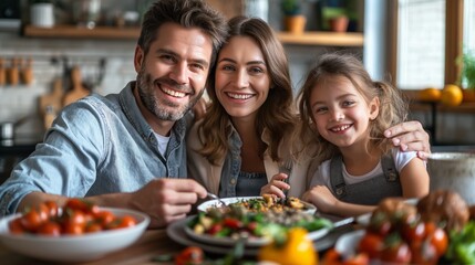 Obraz premium Happy family enjoying a meal together at home
