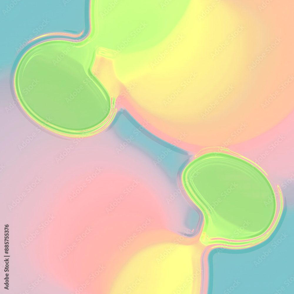 Poster Digital illustration in surrealistic style of symmetrical shapes composed of curved lines. 3d rendering
