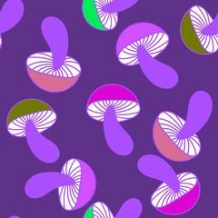 Cartoon autumn harvest seamless Halloween mushrooms pattern