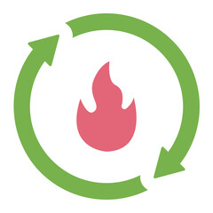 Renewable energy flame icon representing eco-friendly gas