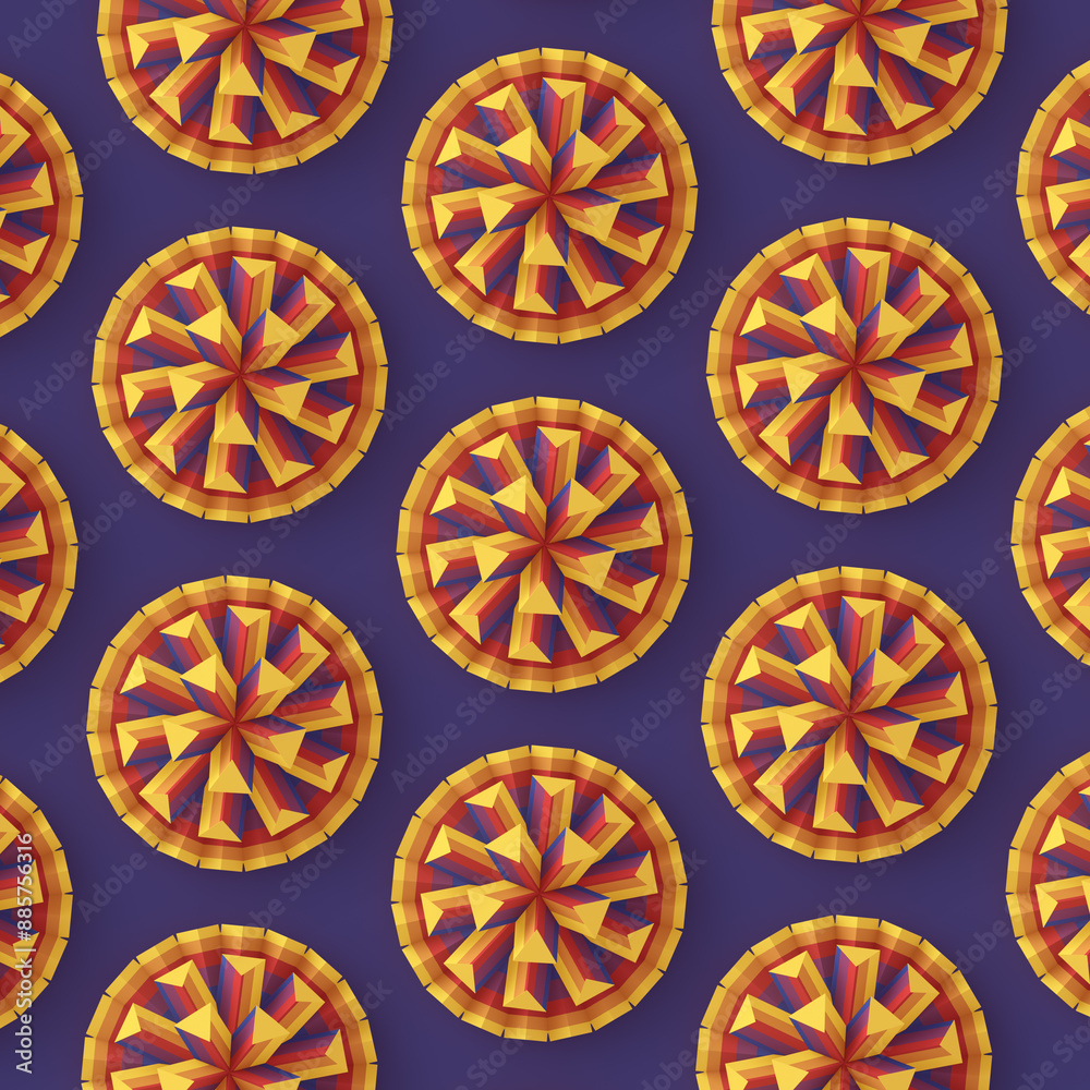 Aufkleber 3d rendering digital illustration of a pattern consisting of a series of concentric of concentric circles