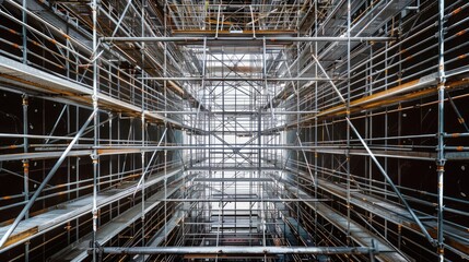 A tall building with scaffolding is being constructed