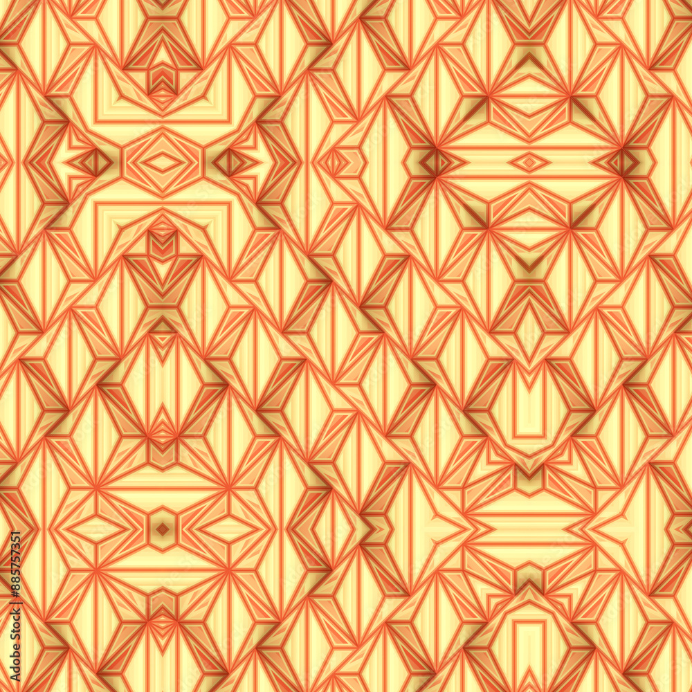 Poster Multicolored polygons in kaleidoscopic symmetrical pattern. 3d rendering illustration