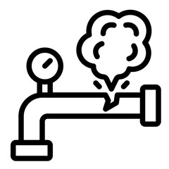 Icon depicting a gas leak from a pipe for safety