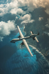 Unmanned Aerial Vehicle Soaring Above a Pristine Tropical Island