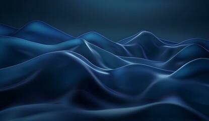 Obraz premium 3D Abstract Blue Waves Wavy Background with Lines and Depth