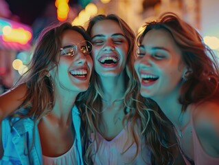 A group of young women standing next to each other, possibly friends or colleagues