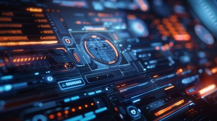 Obraz premium Macro shot of a touchscreen interface. 