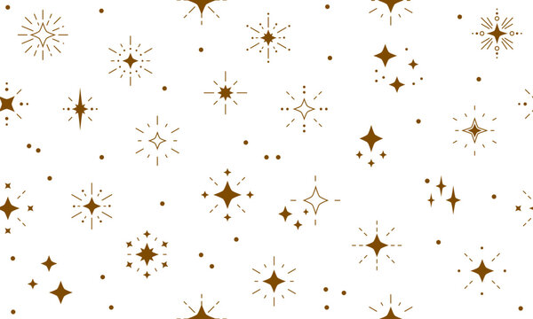 Seamless pattern with golden stars. Christmas, birthday design in golden color on a light background. Trendy modern vector illustration. Cute hand drawn flat design