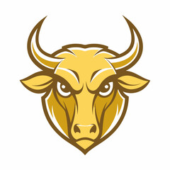 Golden Bull Logo Majestic Vector Art Illustration