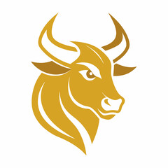 Golden Bull Logo Majestic Vector Art Illustration