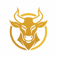 Golden Bull Logo Majestic Vector Art Illustration