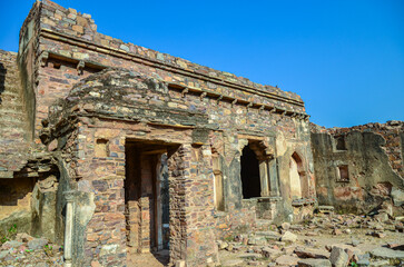 A portion of the ruins of the Bangarh Fort in Rajastan, India