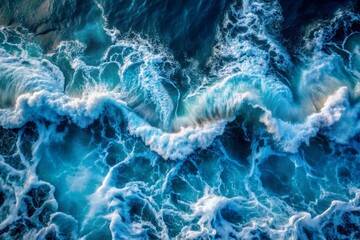 Top view blue waves background 