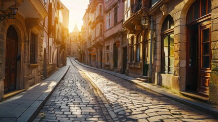 Obraz premium beautiful sunrise a European town