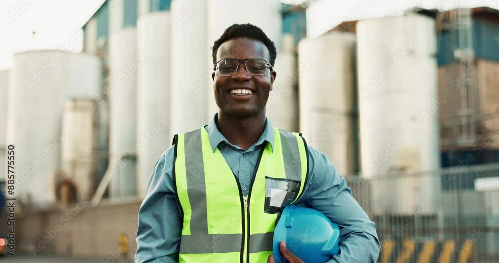 Poster man, face and engineering with hard hat at construction site or contractor project, architecture or 