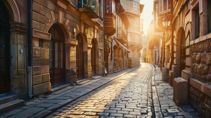 Obraz premium beautiful sunrise a European town