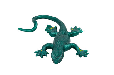 Green rubber lizard toy with no background. Stretchable toy. Anti-stress. Horizontal photo. For text. © Freemoms_art
