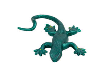 Green rubber lizard toy with no background. Stretchable toy. Anti-stress. Horizontal photo. For text.