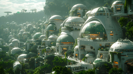  A futuristic solar planet with a vast network of space habitats and orbital colonies
