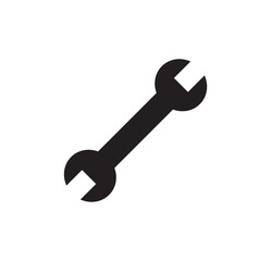 spanner icon. double ended wrench symbol in black silhouette. vector illustration tool