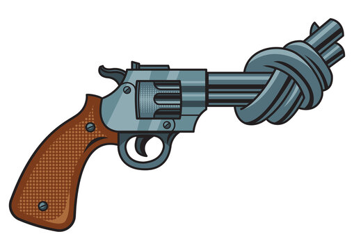 recommend clip art: revolver barrel tied in knot pop art retro PNG illustration. Comic book style imitation.