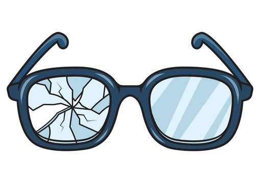 broken glasses pop art retro PNG illustration. Comic book style imitation.