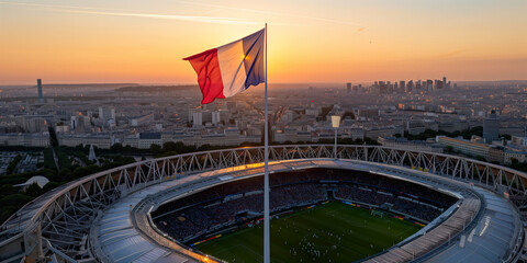 Sunset over Stade de France during Paris Olympic Games