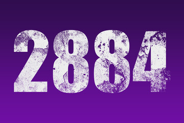 flat white grunge number of 2884 on purple background.	