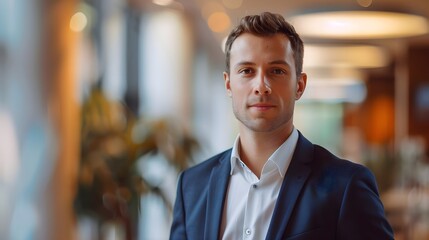 Obraz premium portrait of a businessman, Real ambitious businessmanat office, Stylish businessman in elegant suit. business success concept