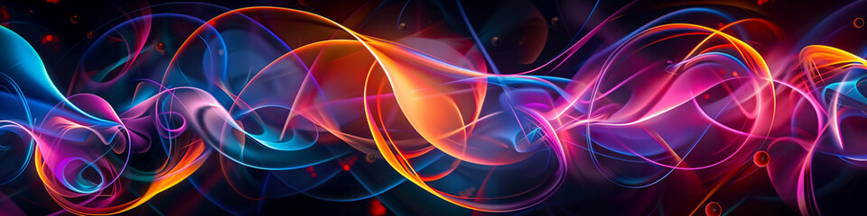 Obraz premium Abstract technology art Futuristic background energy wave shape lines. Place for text graphics concept design. Template poster invitation flyer banner email header. Horizontal. Generative Ai content