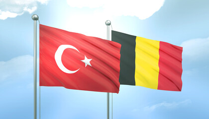 Turkey and Belgium Flag Together A Concept of Relations