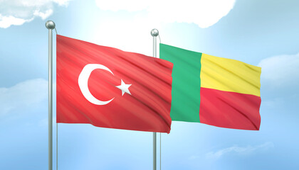 Turkey and Benin Flag Together A Concept of Relations