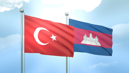Turkey and Cambodia Flag Together A Concept of Relations