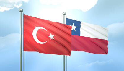 Turkey and Chile Flag Together A Concept of Relations