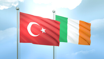 Turkey and Ireland Flag Together A Concept of Relations