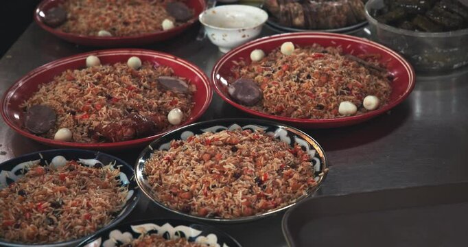 Cooking Traditional Uzbek Pilaf In Large Volumes, Tashkent, Uzbekistan