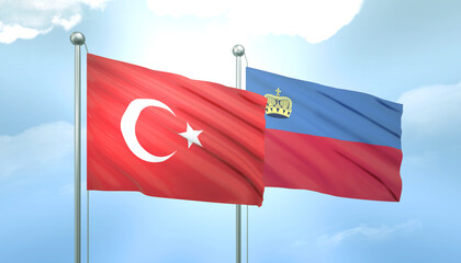 Turkey and Liechtenstein Flag Together A Concept of Relations
