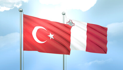 Turkey and Malta Flag Together A Concept of Relations
